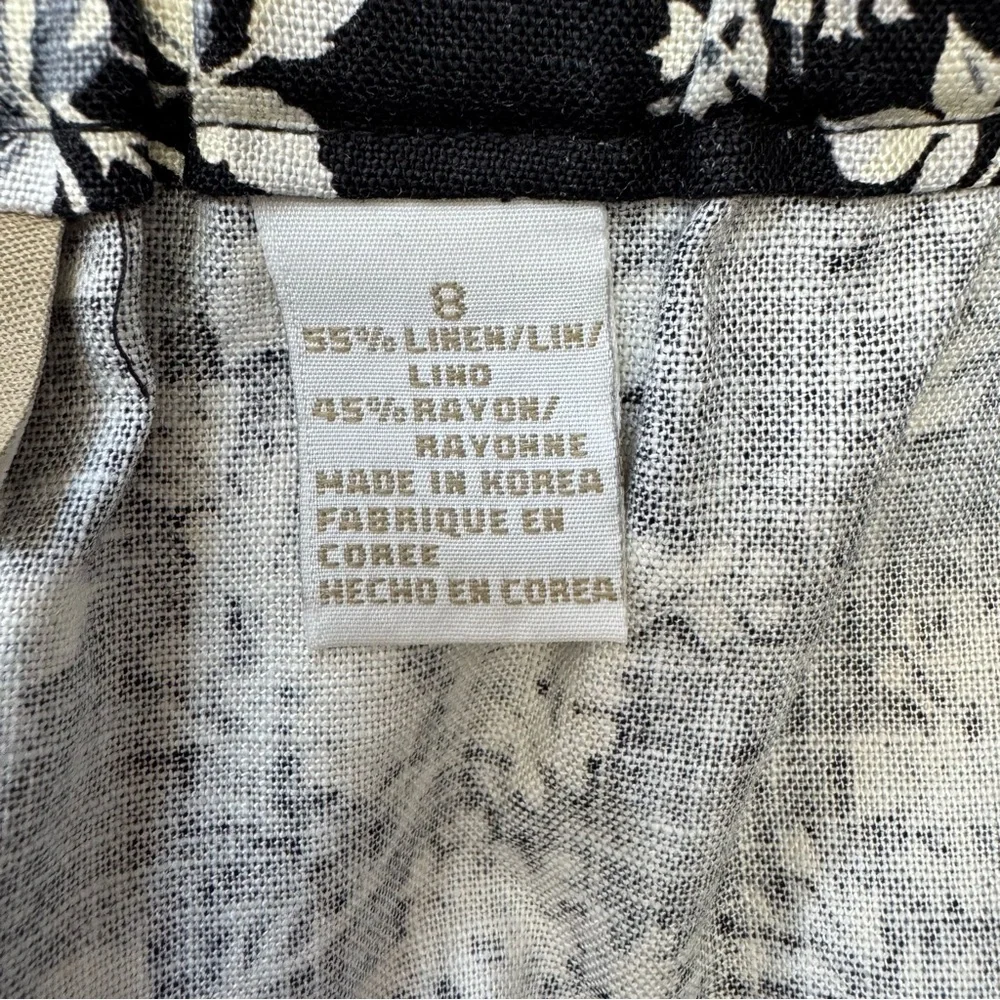 Liz Claiborne Lizwear Floral A-Line Midi‎ Skirt Women Size 8 Linen Blend
